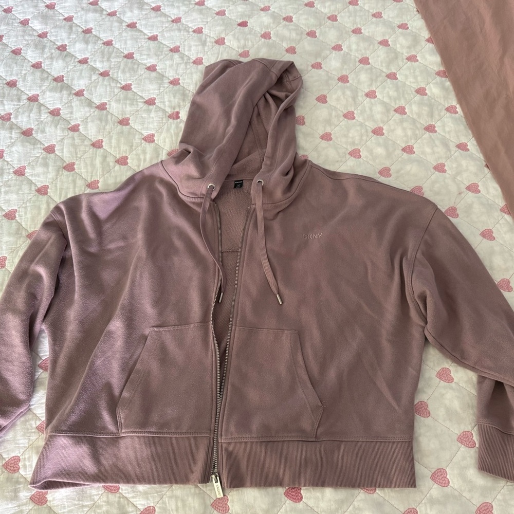 DKNY Brown and Purple  Crop Hoodie